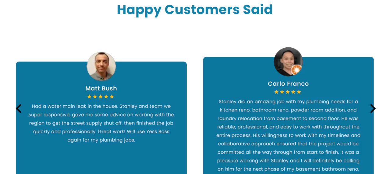customer reviews of yess boss plumbing