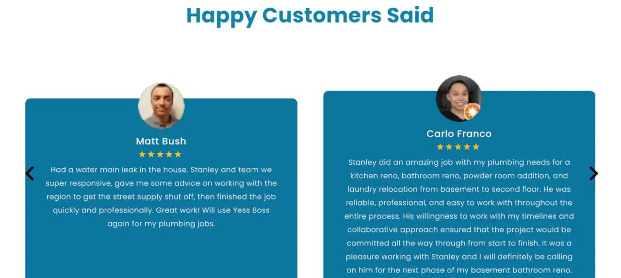 customer reviews of yess boss plumbing 